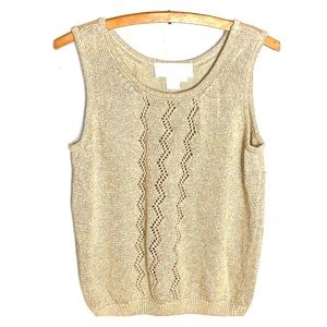 **SOLD** Sz M Gold & Cream Sleeveless Sweater Top - Maurada